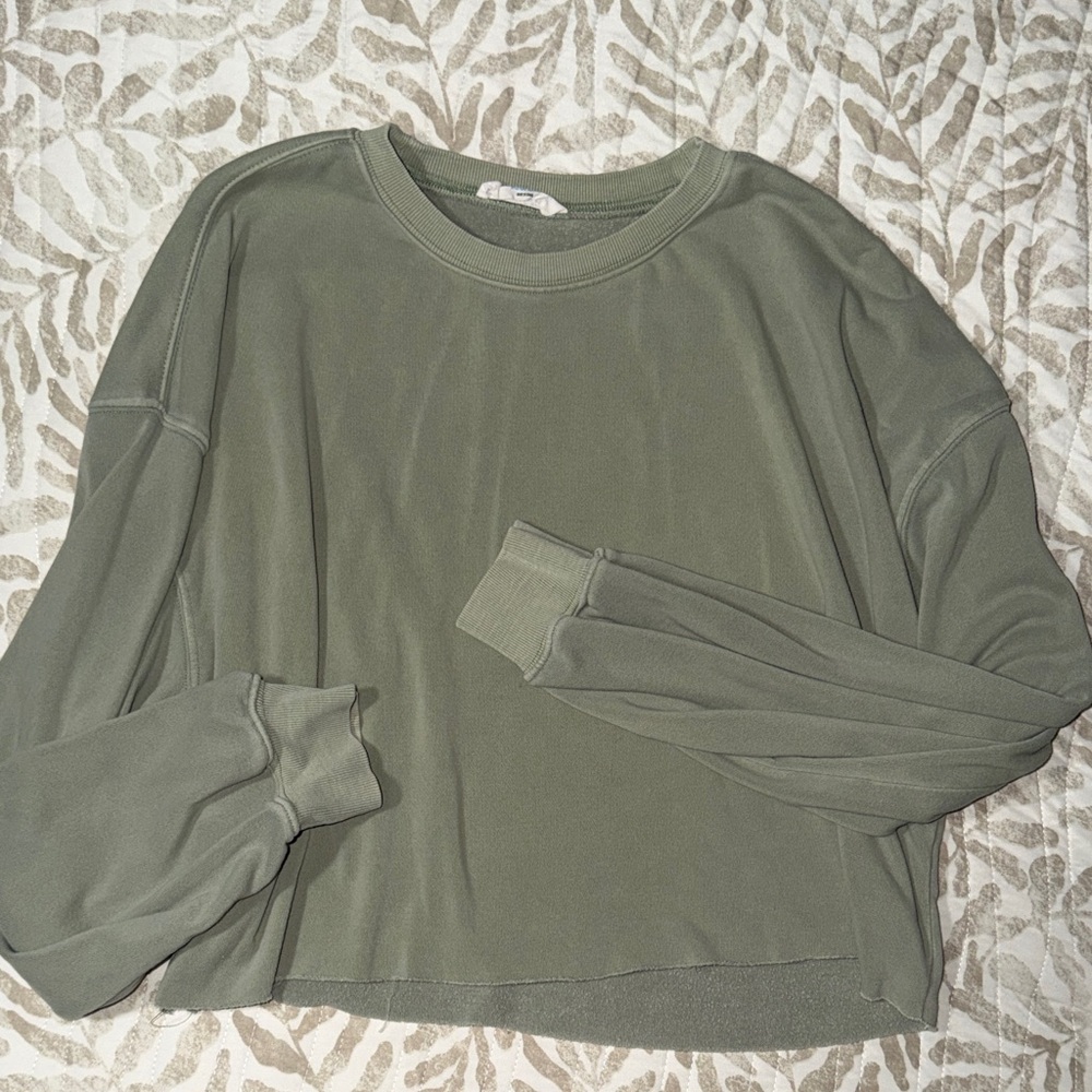 Green Cropped Crewneck Sweatshirt